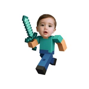 Custom Pixel-Style Adventurer with Sword Face Cutout – Original Custom Pixel-Style Adventurer with Sword Face Cutout design preview