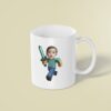 Custom Pixel-Style Adventurer with Sword Face Cutout – Mug Custom Pixel-Style Adventurer with Sword Face Cutout shown on a mug mockup