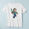 Custom Pixel-Style Adventurer with Sword Face Cutout – T-shirt Custom Pixel-Style Adventurer with Sword Face Cutout shown on a T-shirt mockup