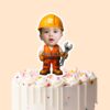 Custom Number 2 Construction Mechanic Face Cutout – Cake Topper Custom Number 2 Construction Mechanic Face Cutout shown on a cake topper mockup