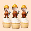 Custom Number 2 Construction Mechanic Face Cutout – Cupcake Topper Custom Number 2 Construction Mechanic Face Cutout shown on a cupcake topper mockup