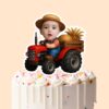 Custom Farm Driver on a Red Tractor Face Cutout – Cake Topper Custom Farm Driver on a Red Tractor Face Cutout shown on a cake topper mockup