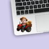 Custom Farm Driver on a Red Tractor Face Cutout – Sticker Custom Farm Driver on a Red Tractor Face Cutout shown on a sticker mockup