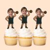 Custom Circus Strongman Face Cutout – Cupcake Topper Custom Circus Strongman Face Cutout shown on a cupcake topper mockup