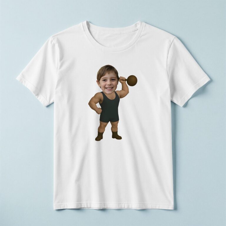 Custom Circus Strongman Face Cutout – T-shirt Custom Circus Strongman Face Cutout shown on a T-shirt mockup