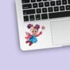 Custom Pink-And-Purple Fairy Character Face Cutout – Sticker Custom Pink-And-Purple Fairy Character Face Cutout shown on a sticker mockup