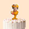 Custom Orange Fuzzy Flower Character Face Cutout – Cake Topper Custom Orange Fuzzy Flower Character Face Cutout shown on a cake topper mockup