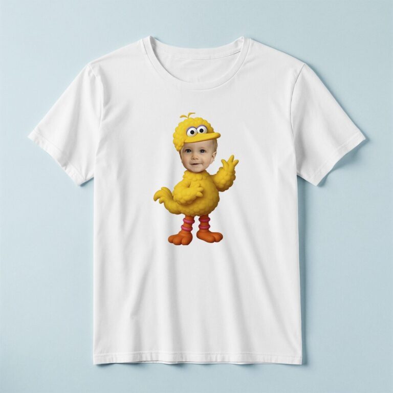 Custom Large Yellow Bird Costume Face Cutout – T-shirt Custom Large Yellow Bird Costume Face Cutout shown on a T-shirt mockup