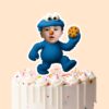 Custom Blue Cookie-Loving Monster Costume Face Cutout – Cake Topper Custom Blue Cookie-Loving Monster Costume Face Cutout shown on a cake topper mockup
