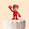 Custom Red Fuzzy Monster Costume Face Cutout – Cake Topper Custom Red Fuzzy Monster Costume Face Cutout shown on a cake topper mockup