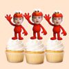 Custom Red Fuzzy Monster Costume Face Cutout – Cupcake Topper Custom Red Fuzzy Monster Costume Face Cutout shown on a cupcake topper mockup