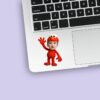 Custom Red Fuzzy Monster Costume Face Cutout – Sticker Custom Red Fuzzy Monster Costume Face Cutout shown on a sticker mockup