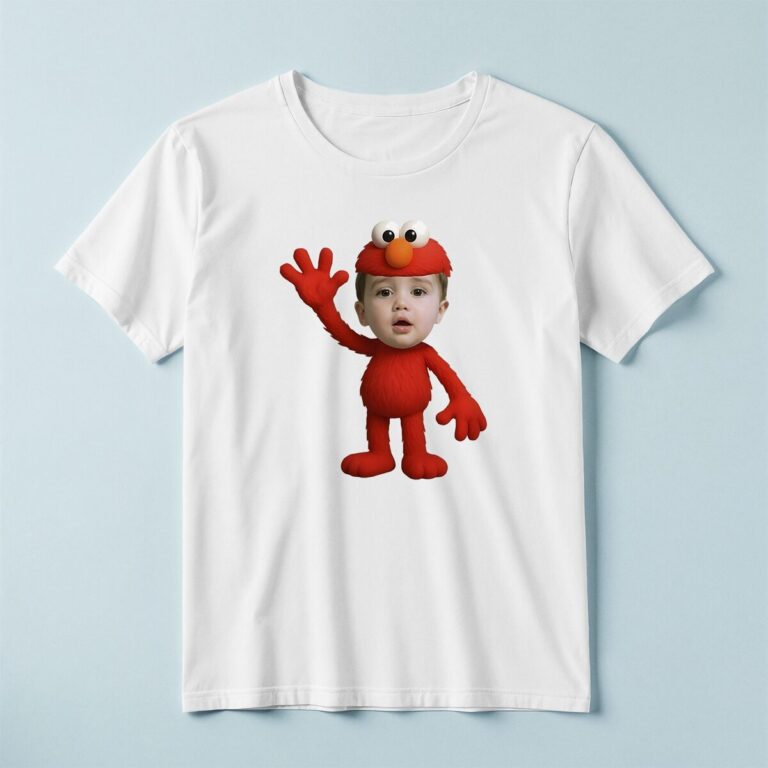 Custom Red Fuzzy Monster Costume Face Cutout – T-shirt Custom Red Fuzzy Monster Costume Face Cutout shown on a T-shirt mockup