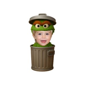 Custom Green Grouch in Trash Can Face Cutout – Original Custom Green Grouch in Trash Can Face Cutout design preview