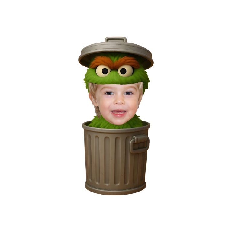 Custom Green Grouch in Trash Can Face Cutout – Original Custom Green Grouch in Trash Can Face Cutout design preview