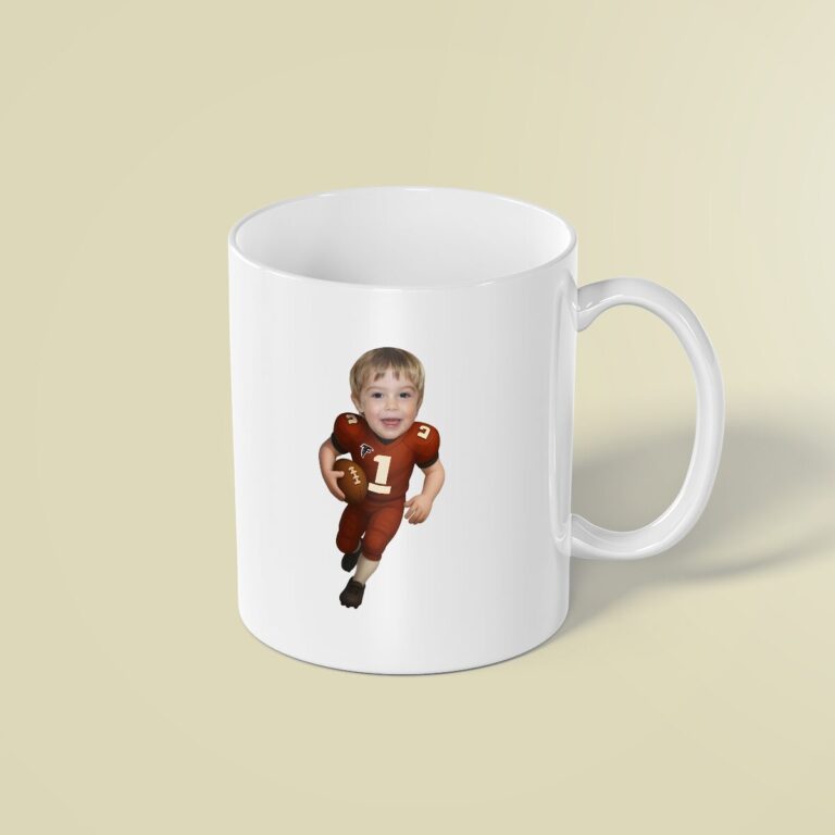 Custom Red Number 1 Football Runner Face Cutout – Mug Custom Red Number 1 Football Runner Face Cutout shown on a mug mockup