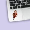 Custom Red Number 1 Football Runner Face Cutout – Sticker Custom Red Number 1 Football Runner Face Cutout shown on a sticker mockup