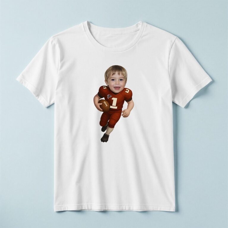 Custom Red Number 1 Football Runner Face Cutout – T-shirt Custom Red Number 1 Football Runner Face Cutout shown on a T-shirt mockup