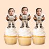 Custom White Number 1 Football Player Face Cutout – Cupcake Topper Custom White Number 1 Football Player Face Cutout shown on a cupcake topper mockup