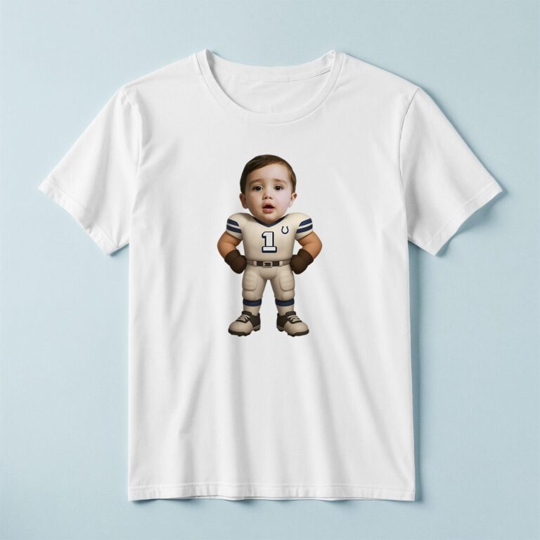 Custom White Number 1 Football Player Face Cutout – T-shirt Custom White Number 1 Football Player Face Cutout shown on a T-shirt mockup