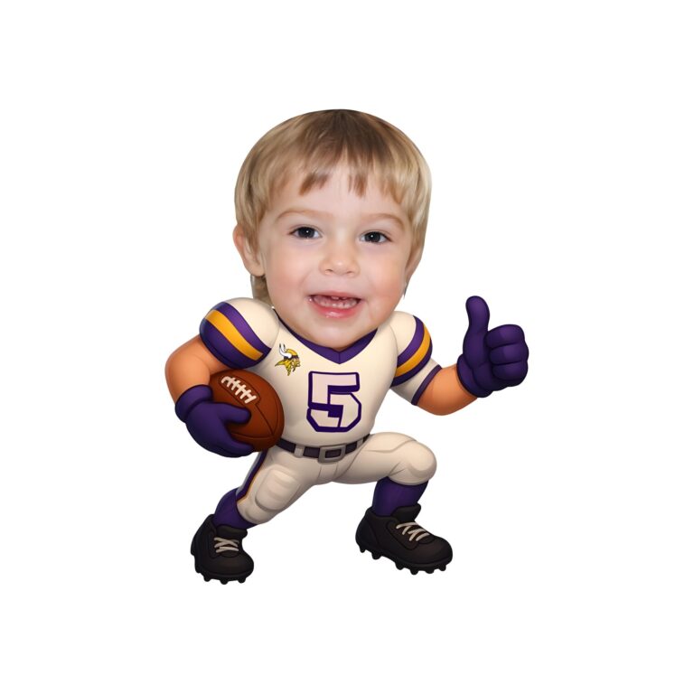 Custom White-And-Purple Number 5 Football Face Cutout – Original Custom White-And-Purple Number 5 Football Face Cutout design preview