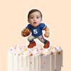 Custom Blue Number 5 Football Runner Face Cutout – Cake Topper Custom Blue Number 5 Football Runner Face Cutout shown on a cake topper mockup