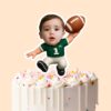 Custom Green Number 1 Football Child Face Cutout – Cake Topper Custom Green Number 1 Football Child Face Cutout shown on a cake topper mockup
