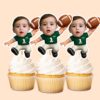 Custom Green Number 1 Football Child Face Cutout – Cupcake Topper Custom Green Number 1 Football Child Face Cutout shown on a cupcake topper mockup