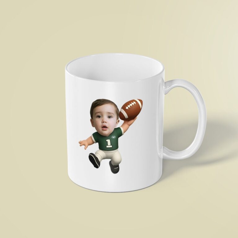 Custom Green Number 1 Football Child Face Cutout – Mug Custom Green Number 1 Football Child Face Cutout shown on a mug mockup