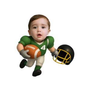 Custom Green Number 4 Football Runner Carrying Face Cutout – Original Custom Green Number 4 Football Runner Carrying Face Cutout design preview