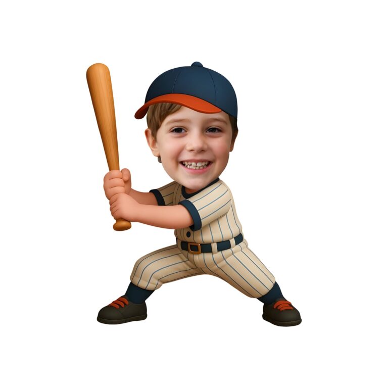 Custom Baseball Batter in Cream Pinstripes Face Cutout – Original Custom Baseball Batter in Cream Pinstripes Face Cutout design preview