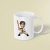 Custom Baseball Batter in Cream Pinstripes Face Cutout – Mug Custom Baseball Batter in Cream Pinstripes Face Cutout shown on a mug mockup