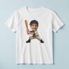 Custom Baseball Batter in Cream Pinstripes Face Cutout – T-shirt Custom Baseball Batter in Cream Pinstripes Face Cutout shown on a T-shirt mockup