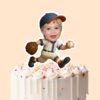 Custom Baseball Pitcher Face Cutout – Cake Topper Custom Baseball Pitcher Face Cutout shown on a cake topper mockup