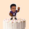 Custom Purple Number 4 Football Player Face Cutout – Cake Topper Custom Purple Number 4 Football Player Face Cutout shown on a cake topper mockup