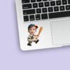 Custom Baseball Batter One-Knee Batting Pose Face Cutout – Sticker Custom Baseball Batter One-Knee Batting Pose Face Cutout shown on a sticker mockup