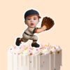 Custom Baseball Fielder Cream Pinstripe Face Cutout – Cake Topper Custom Baseball Fielder Cream Pinstripe Face Cutout shown on a cake topper mockup