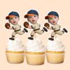 Custom Baseball Fielder Running Face Cutout – Cupcake Topper Custom Baseball Fielder Running Face Cutout shown on a cupcake topper mockup
