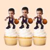 Custom Purple Number 7 Basketball Dribbler Face Cutout – Cupcake Topper Custom Purple Number 7 Basketball Dribbler Face Cutout shown on a cupcake topper mockup