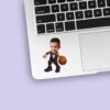 Custom Purple Number 7 Basketball Dribbler Face Cutout – Sticker Custom Purple Number 7 Basketball Dribbler Face Cutout shown on a sticker mockup