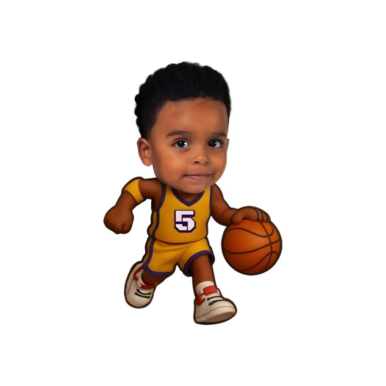 Custom Gold Number 5 Basketball Dribbler Face Cutout – Original Custom Gold Number 5 Basketball Dribbler Face Cutout design preview