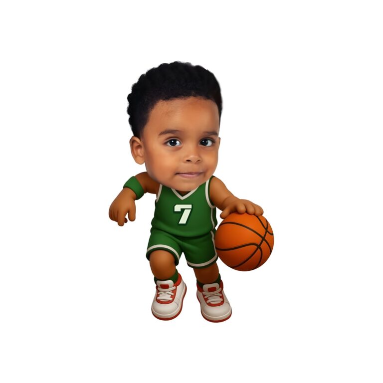 Custom Green Number 7 Basketball Dribbler Face Cutout – Original Custom Green Number 7 Basketball Dribbler Face Cutout design preview