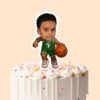 Custom Green Number 7 Basketball Dribbler Face Cutout – Cake Topper Custom Green Number 7 Basketball Dribbler Face Cutout shown on a cake topper mockup