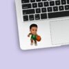 Custom Green Number 7 Basketball Dribbler Face Cutout – Sticker Custom Green Number 7 Basketball Dribbler Face Cutout shown on a sticker mockup