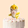 Custom Yellow Baby Shark Costume Face Cutout – Cake Topper Custom Yellow Baby Shark Costume Face Cutout shown on a cake topper mockup