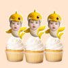 Custom Yellow Baby Shark Costume Face Cutout – Cupcake Topper Custom Yellow Baby Shark Costume Face Cutout shown on a cupcake topper mockup