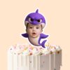 Custom Purple Shark Costume Face Cutout – Cake Topper Custom Purple Shark Costume Face Cutout shown on a cake topper mockup