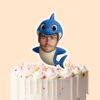 Custom Blue Shark Costume Face Cutout – Cake Topper Custom Blue Shark Costume Face Cutout shown on a cake topper mockup