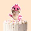 Custom Pink Bow Shark Costume Face Cutout – Cake Topper Custom Pink Bow Shark Costume Face Cutout shown on a cake topper mockup