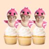 Custom Pink Bow Shark Costume Face Cutout – Cupcake Topper Custom Pink Bow Shark Costume Face Cutout shown on a cupcake topper mockup